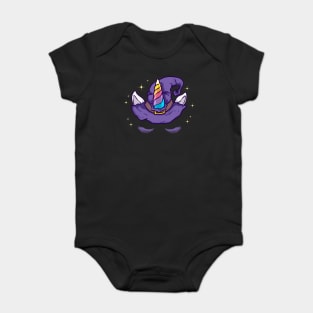 Unicorn Face with Long Lashes & Witch Hat Character Gift Baby Bodysuit